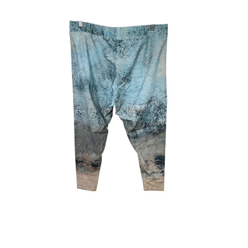 Soft Surroundings Leggings Womens L Blue Abstract Stone Print Knit Stretch 2BB56 - Picture 2 of 5